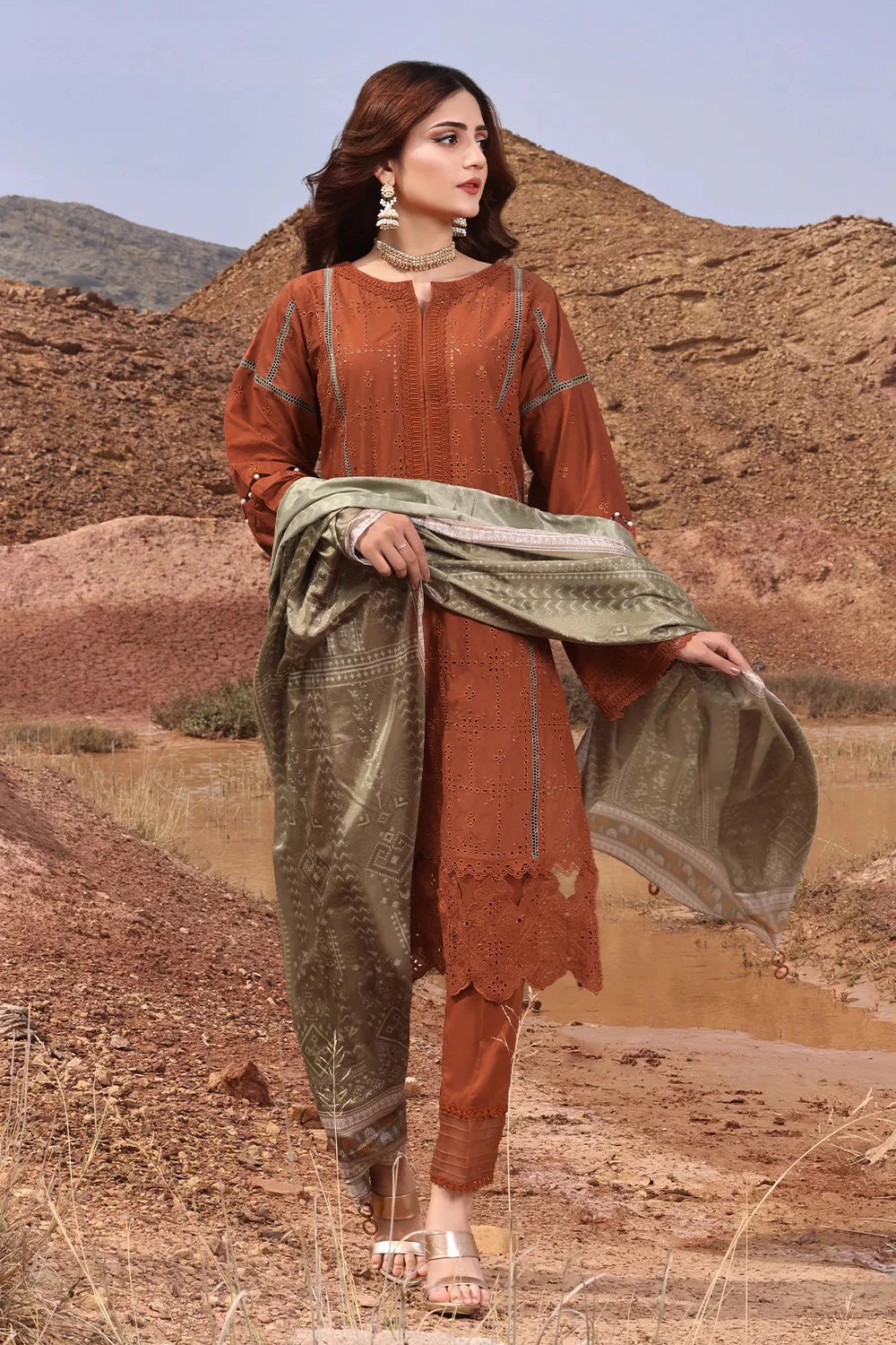 3PC Embroidered Unstitched Lawn Suit KSE-2445 Embroidered KHAS STORES