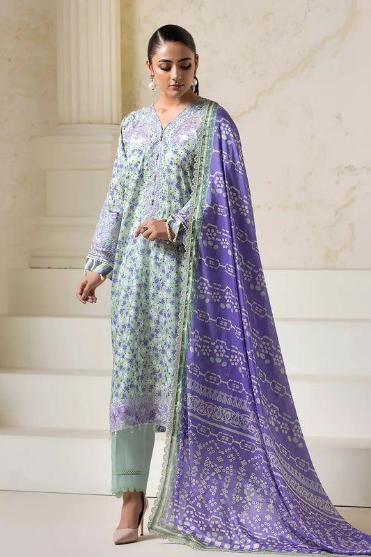 3PC Embroidered Unstitched Lawn Suit KSE-2727 Embroidered KHAS STORES