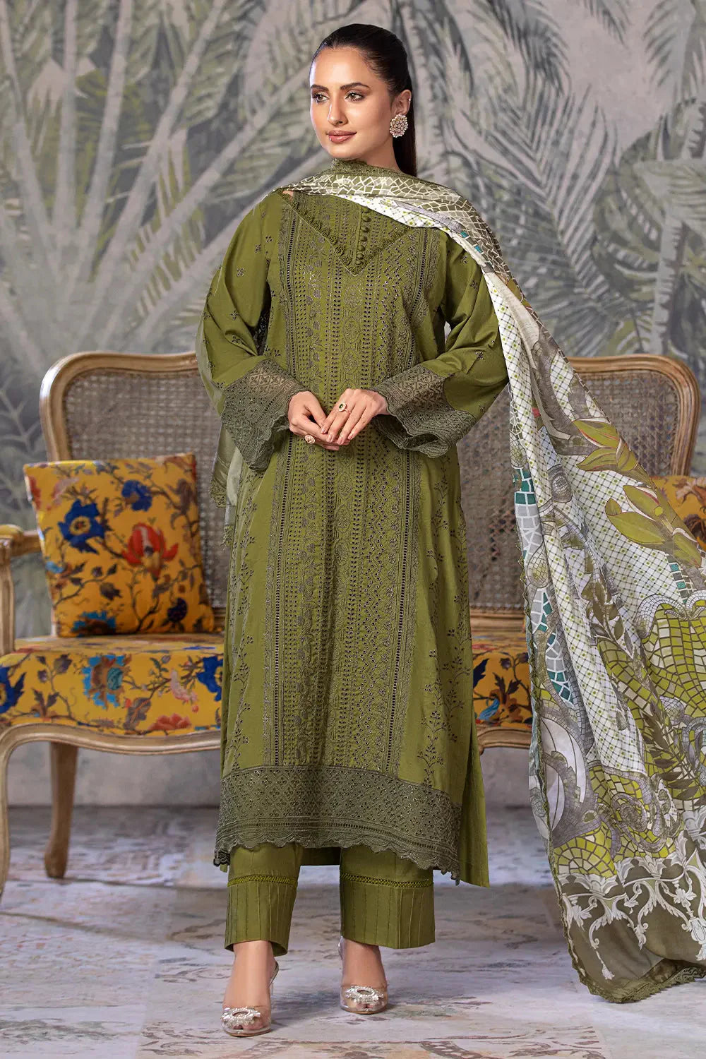 3PC Embroidered Unstitched Schiffli Cambric Suit KCCE-2865 Embroidered KHAS STORES