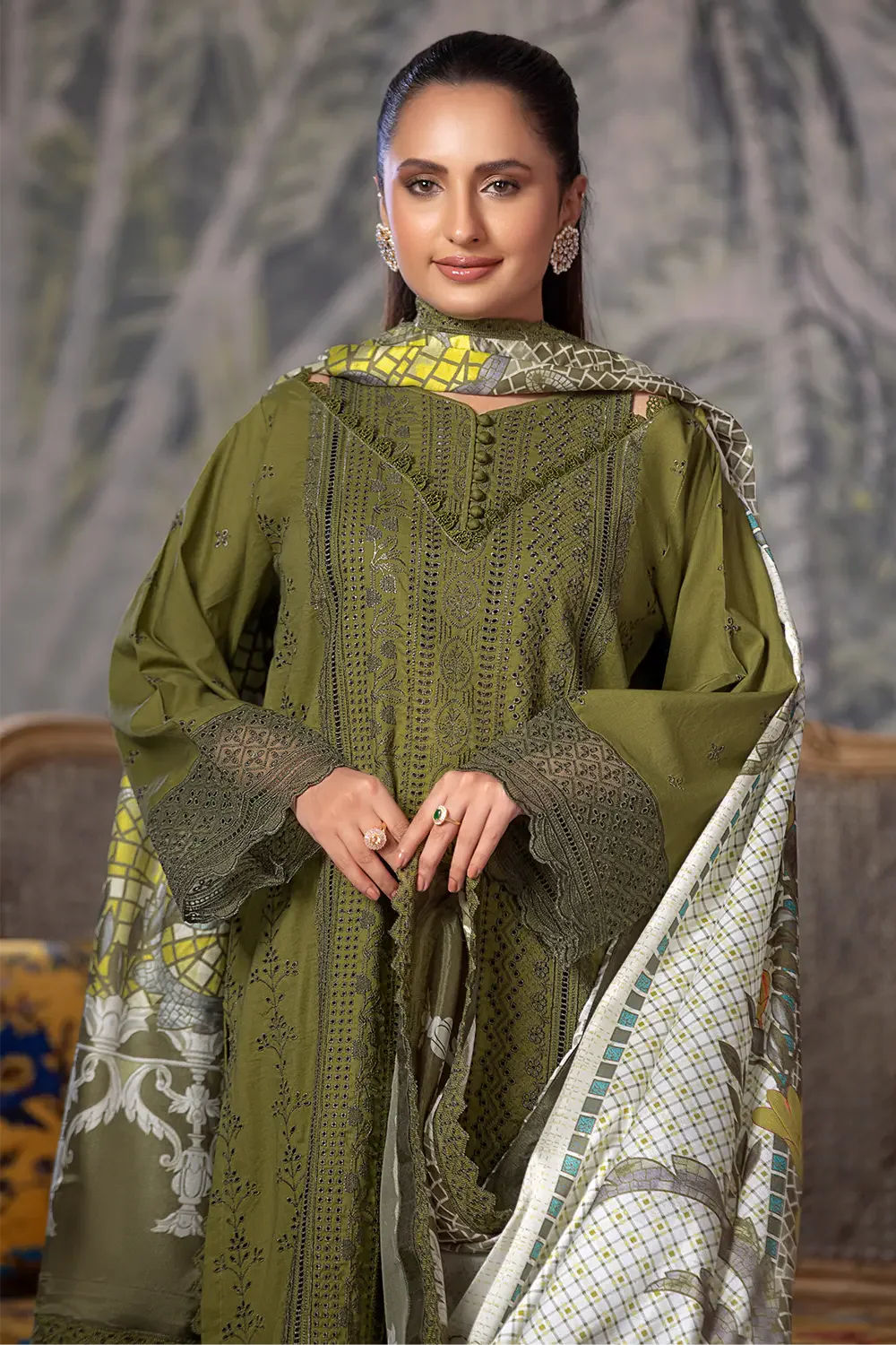 3PC Embroidered Unstitched Schiffli Cambric Suit KCCE-2865 Embroidered KHAS STORES