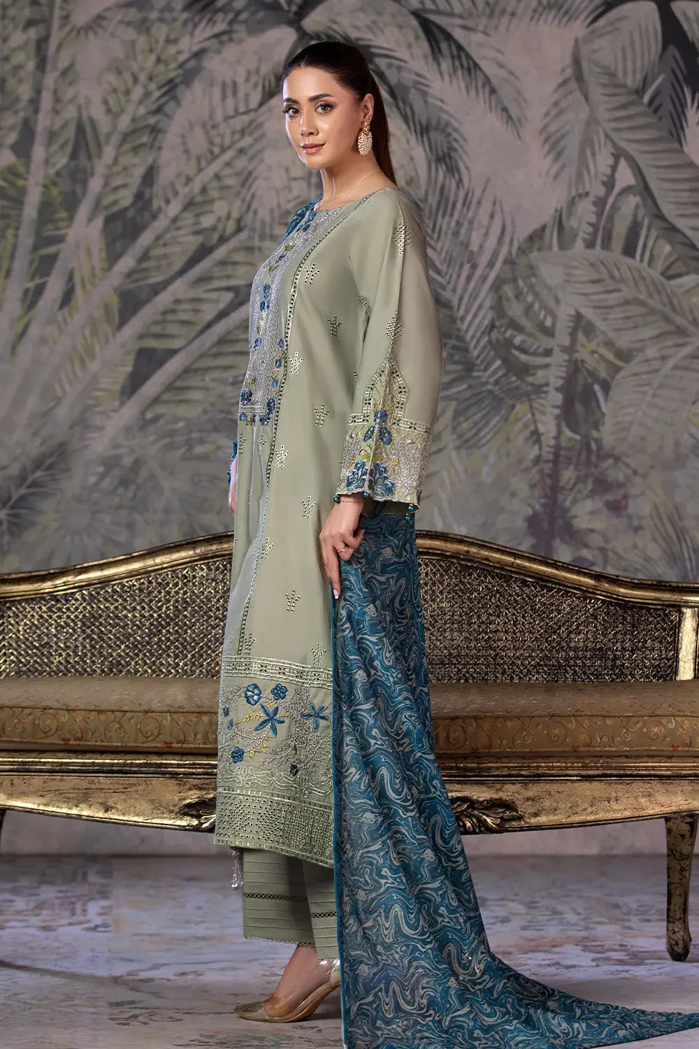 3PC Embroidered Unstitched Schiffli Cambric Suit KCCE-2867 Embroidered KHAS STORES