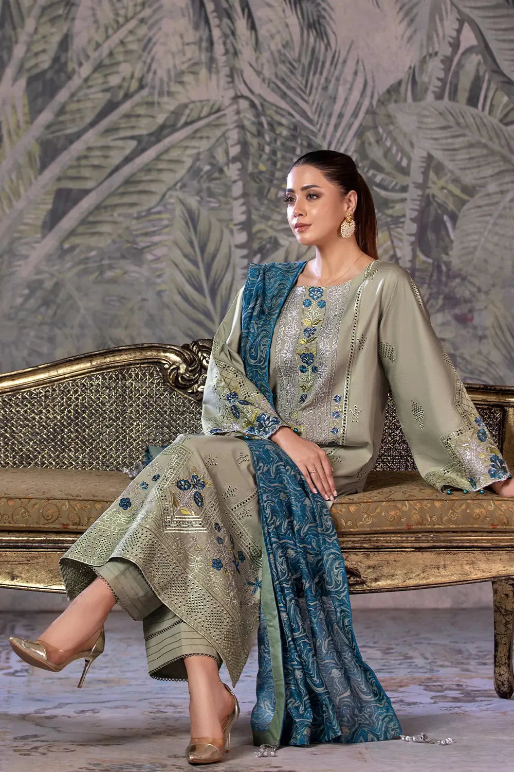 3PC Embroidered Unstitched Schiffli Cambric Suit KCCE-2867 Embroidered KHAS STORES