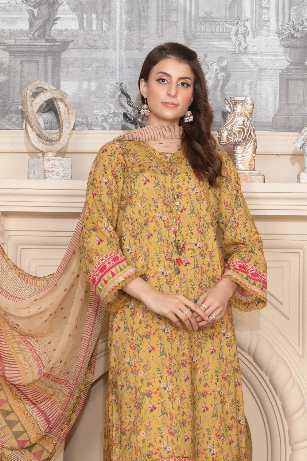 3PC Printed Unstitched Cambric Suit KCC-3542 Printed KHAS STORES