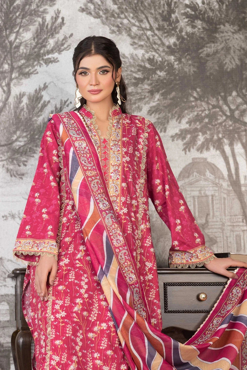 3PC Printed Unstitched Cambric Suit KCC-3544 Printed KHAS STORES