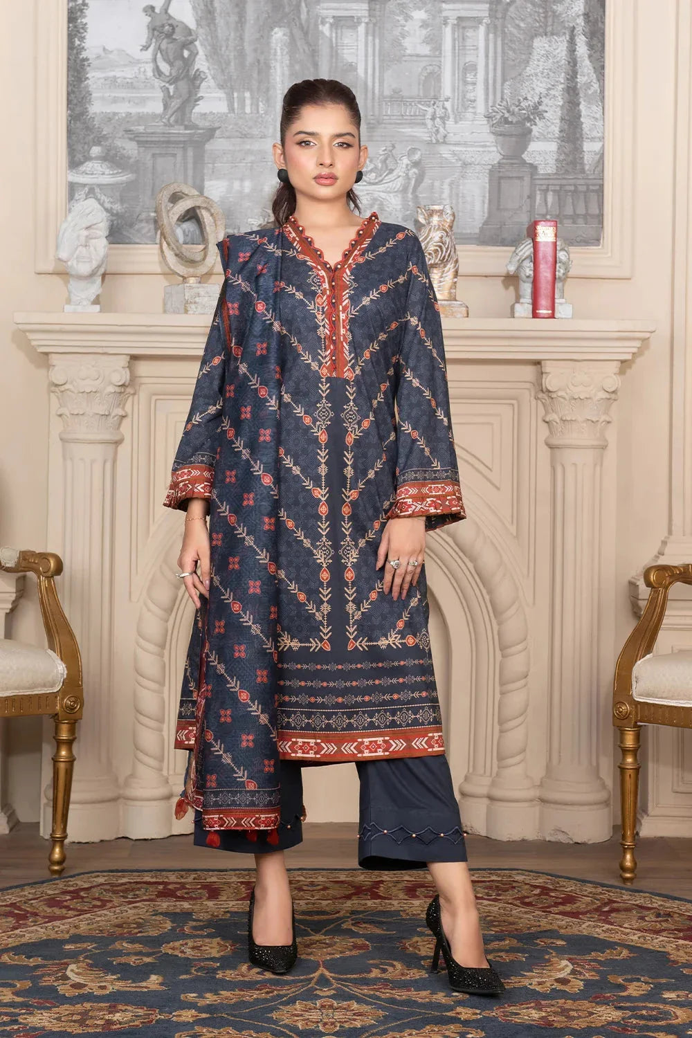 3PC Printed Unstitched Cambric Suit KCC-3547 Printed KHAS STORES