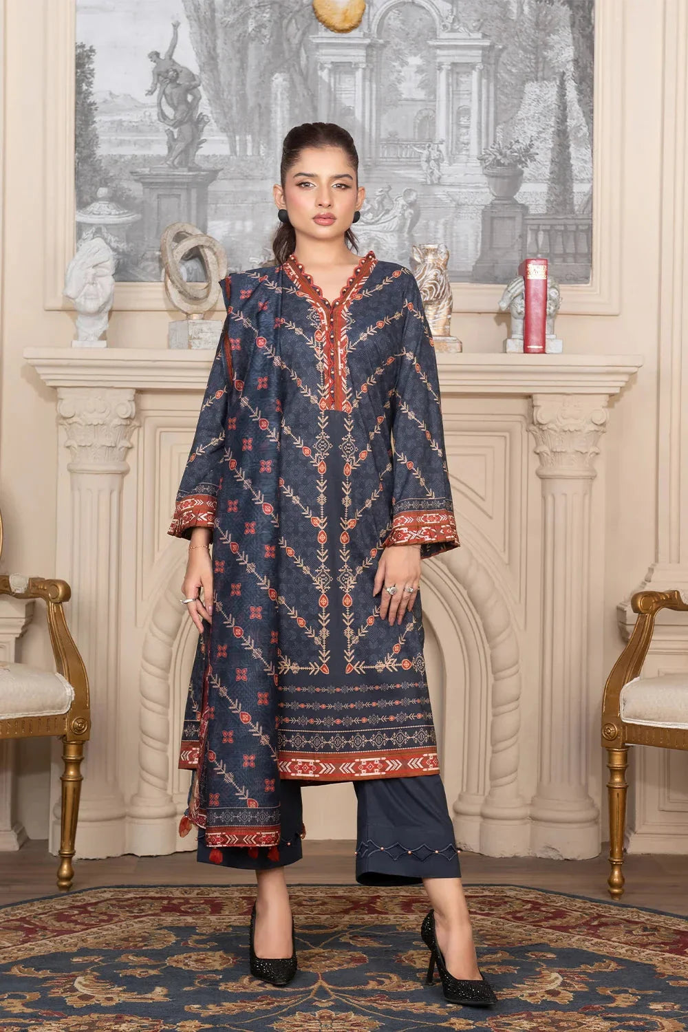 3PC Printed Unstitched Cambric Suit KCC-3547 Printed KHAS STORES