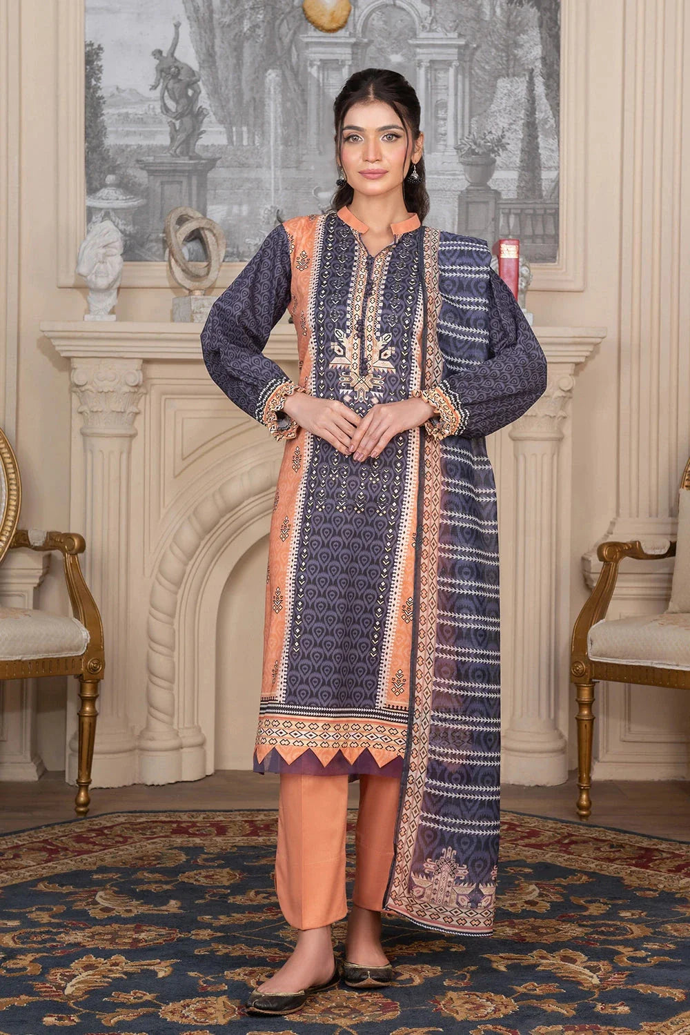 3PC Printed Unstitched Cambric Suit KCC-3548 Printed KHAS STORES