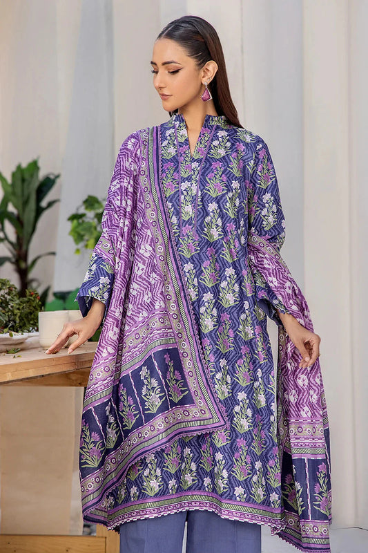 3PC Printed Unstitched Lawn Suit KLA-2708 Blue Printed KHAS STORES