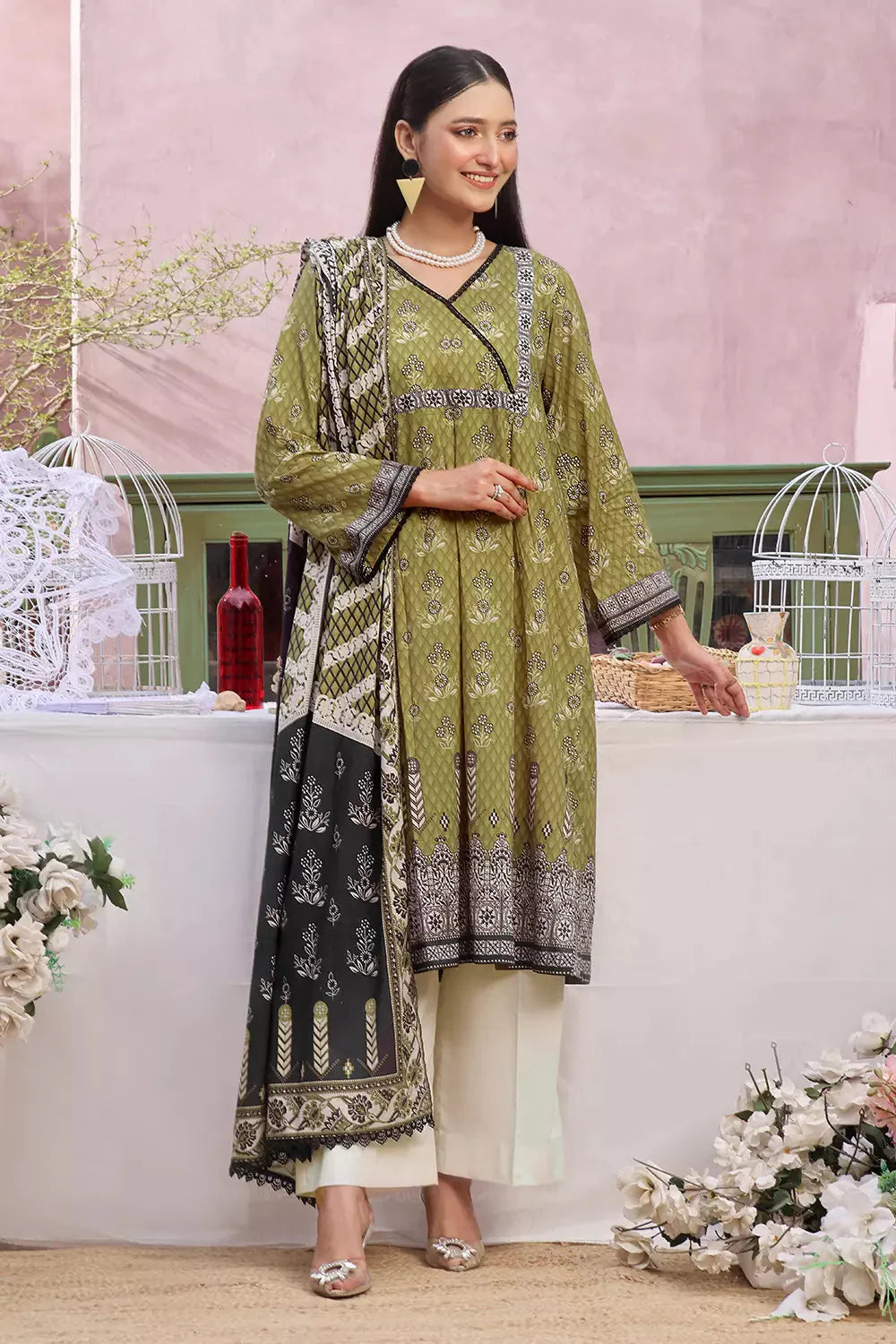 3PC Printed Unstitched Lawn Suit KLA-2797 Printed KHAS STORES