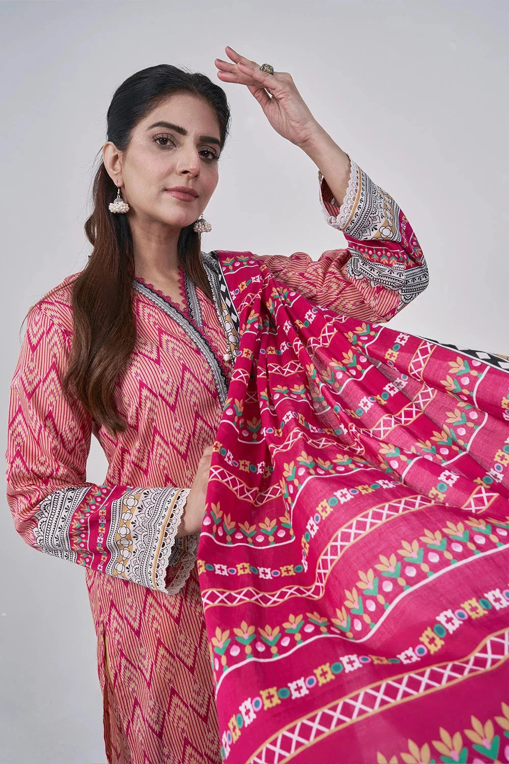 3PC Printed Unstitched Lawn Suit KLA-3037 Printed KHAS STORES