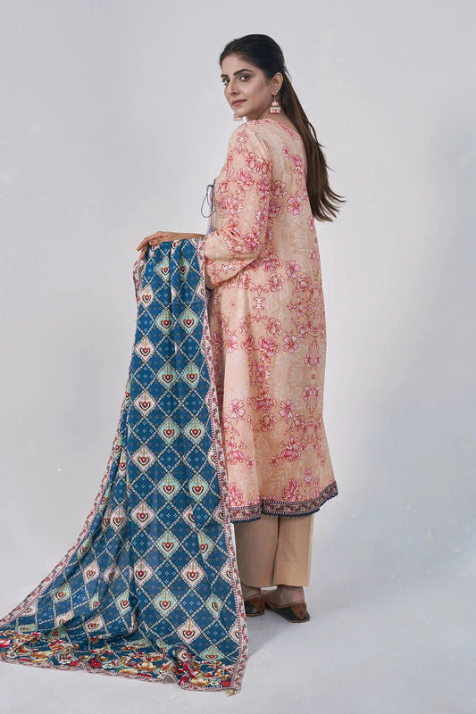 3PC Printed Unstitched Lawn Suit KLA-3044 Printed KHAS STORES