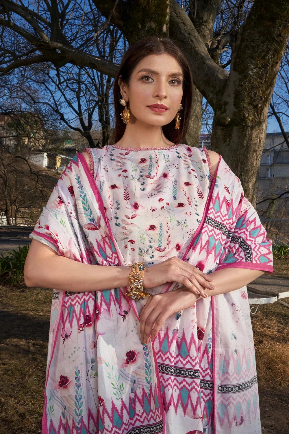 3PC Printed Unstitched Lawn Suit KLA-3104 Printed KHAS STORES