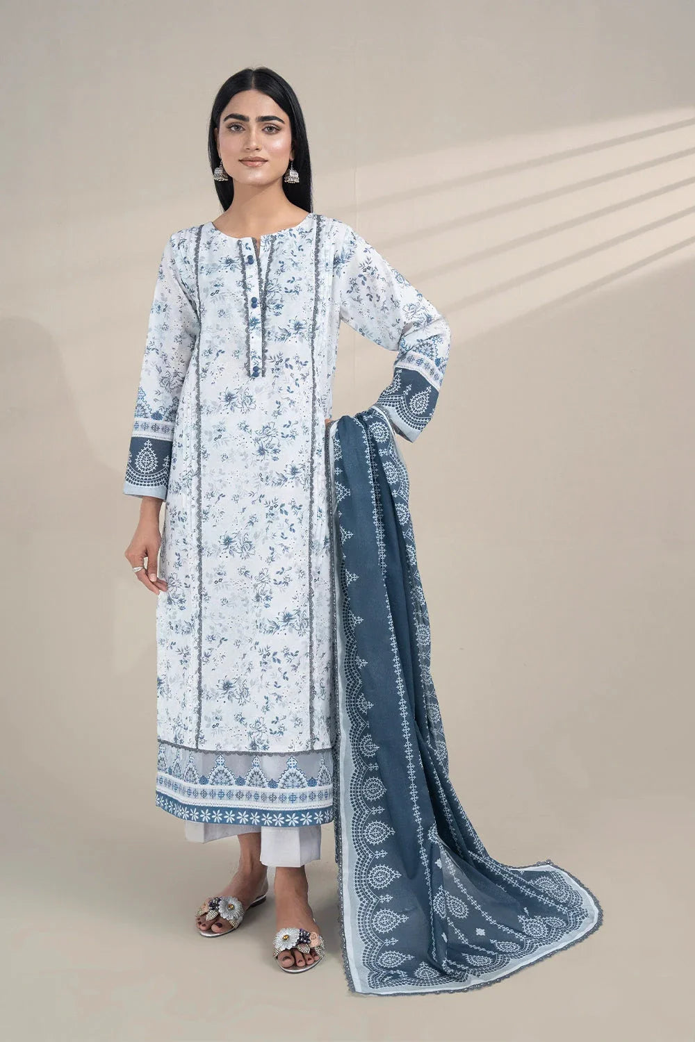 3PC Printed Unstitched Lawn Suit KLA-3270 Printed KHAS STORES