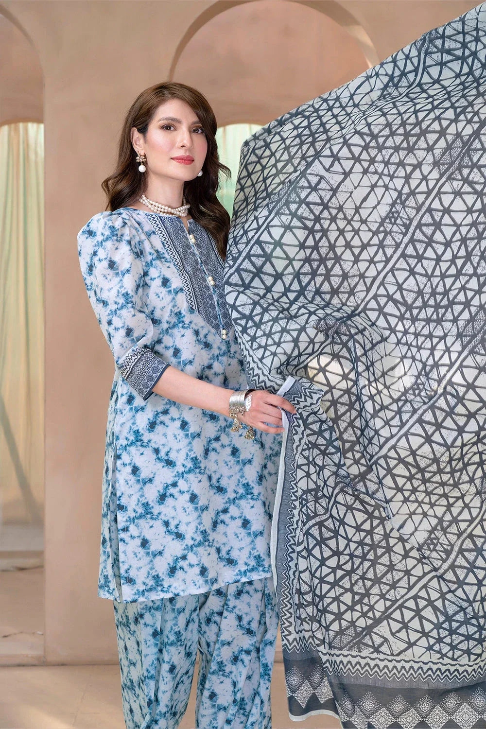 3PC Printed Unstitched Lawn Suit KLA-3287 Printed KHAS STORES