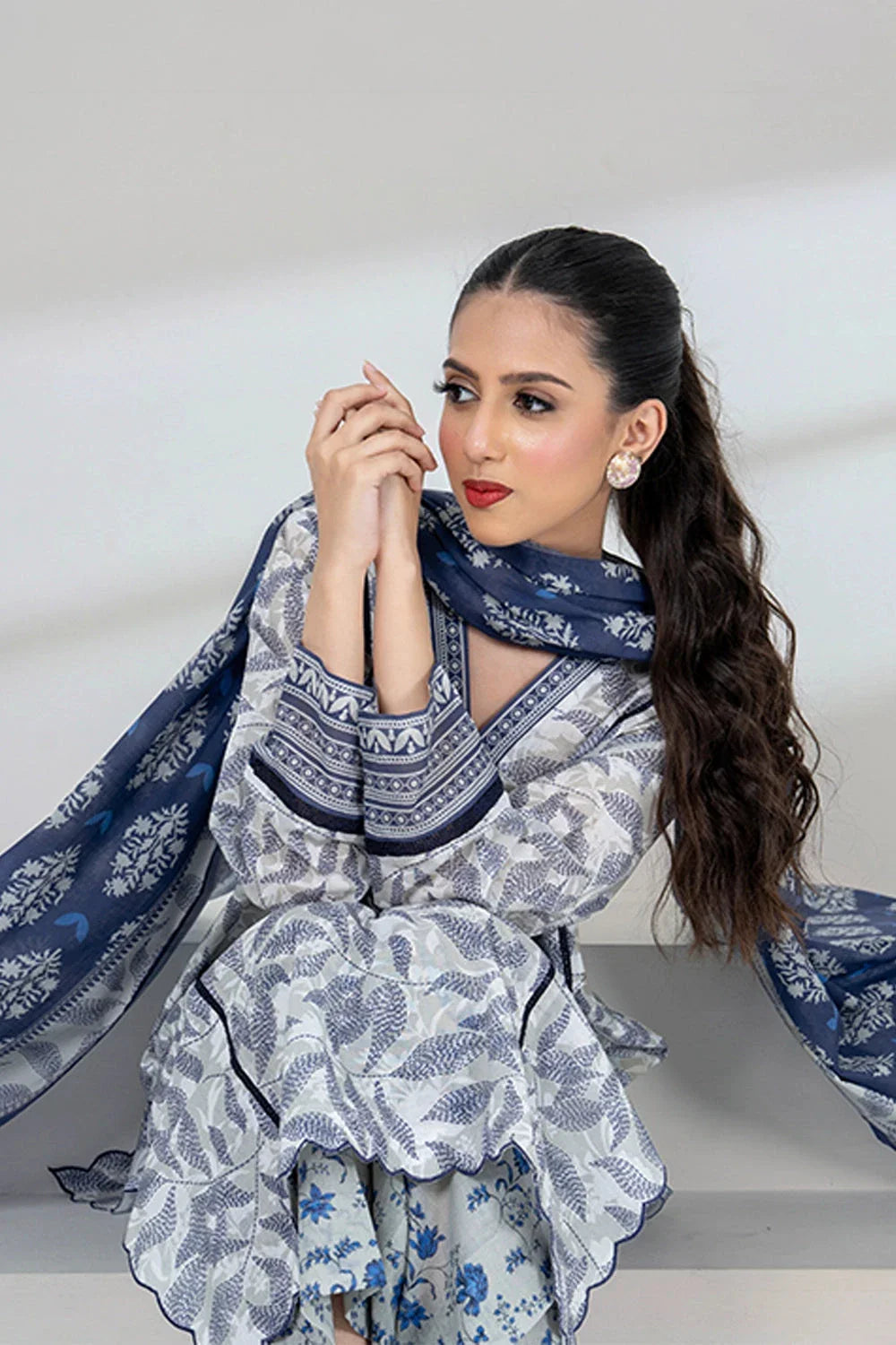 3PC Printed Unstitched Lawn Suit KLA-3401 Printed KHAS STORES