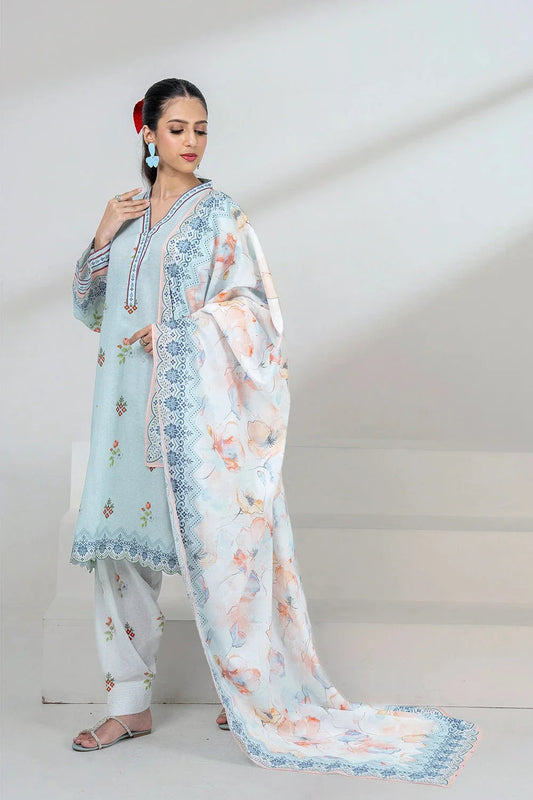 3PC Printed Unstitched Lawn Suit KLA-3407 Printed KHAS STORES