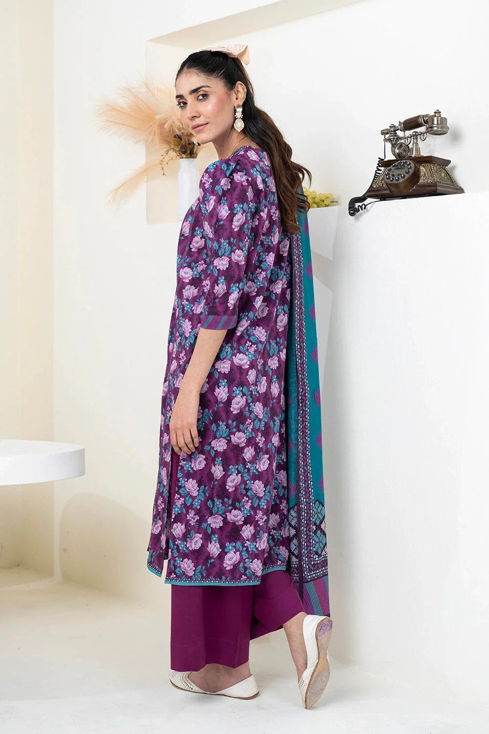3PC Printed Unstitched Lawn Suit KLA-3414 Printed KHAS STORES
