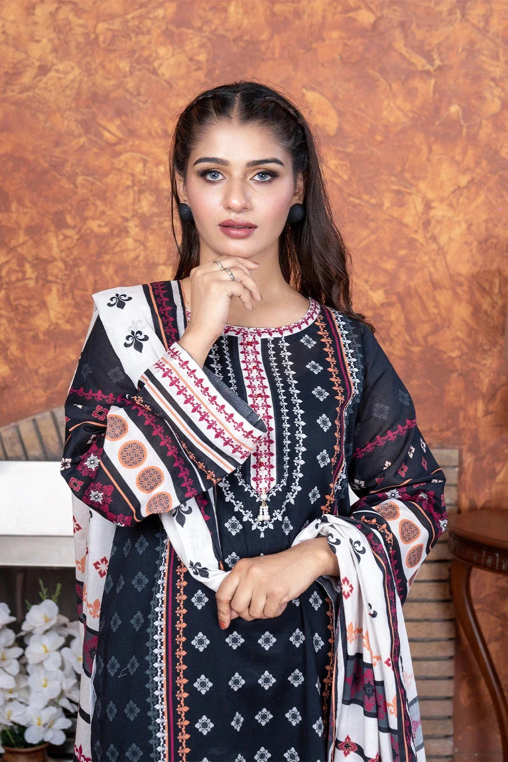 3PC Printed Unstitched Lawn Suit KLA-3484 Printed KHAS STORES