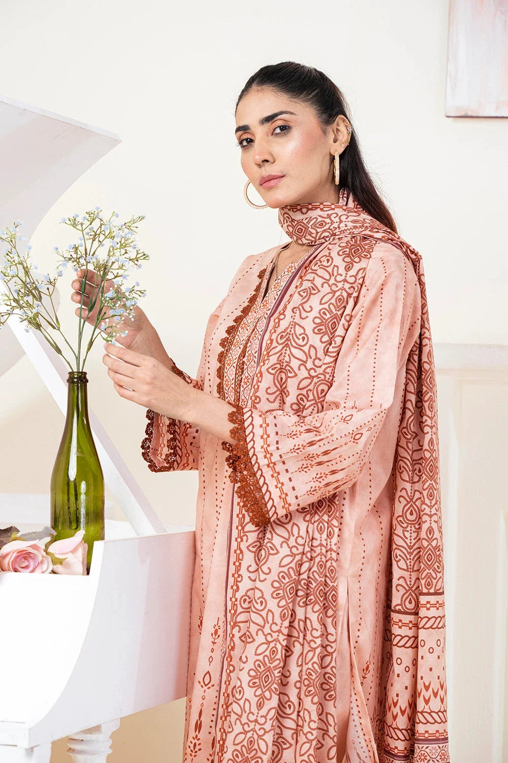 3PC Printed Unstitched Lawn Suit KLA-3485 Printed KHAS STORES