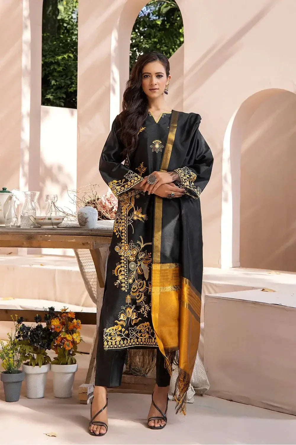 3PC Unstitched Embroidered Faux Silk Suit KFSE-2326 KHAS STORES