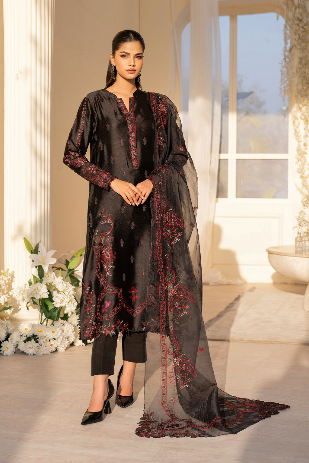 UE-434 Embroidered Pure Jacquard Silk