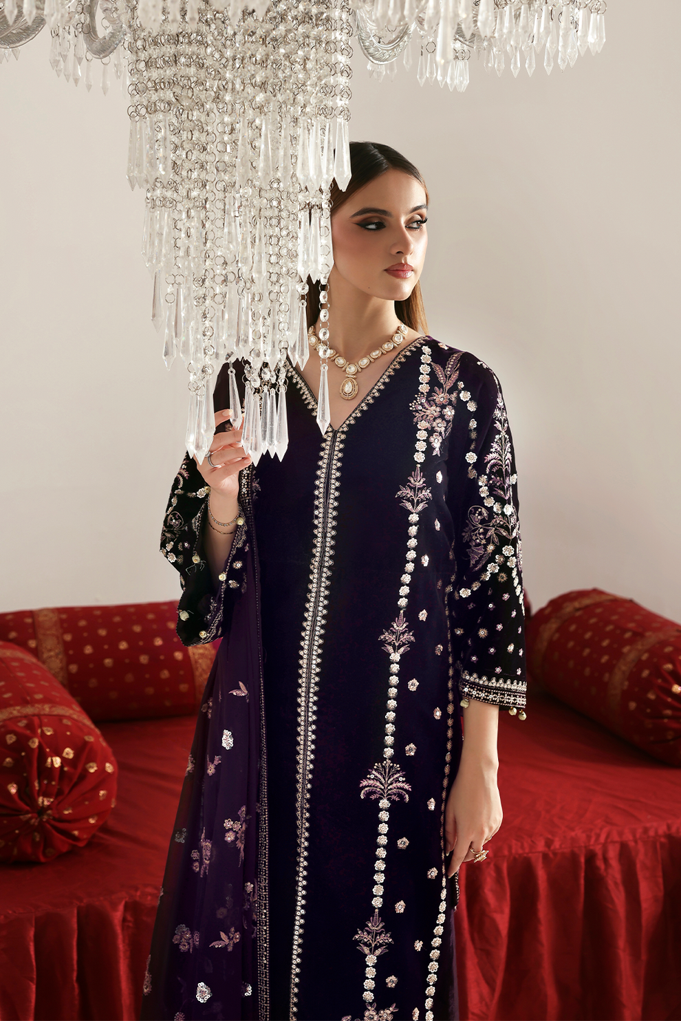 DILNAR Zarposh velvet collection by Emaan Adeel at #VogueClothingStudio