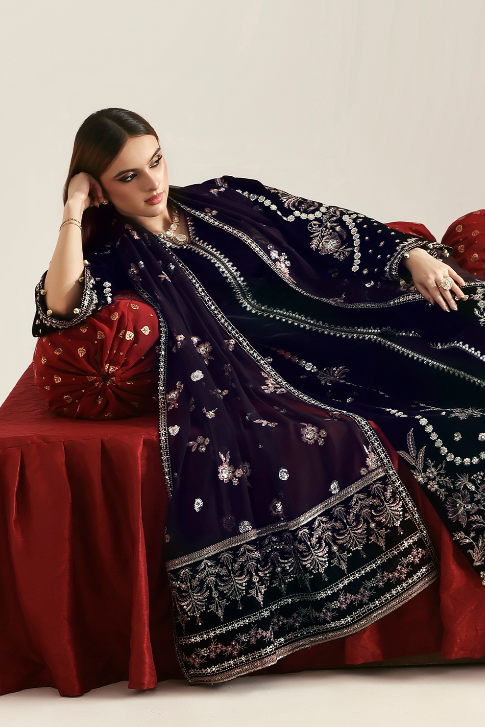 DILNAR Zarposh velvet collection by Emaan Adeel at #VogueClothingStudio