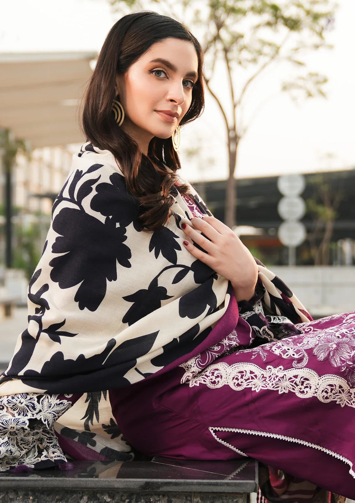 Elegent PURE PASHMINA PRINTED SHAWL from Elaf Winter Pashmina Shawl Collection 2024