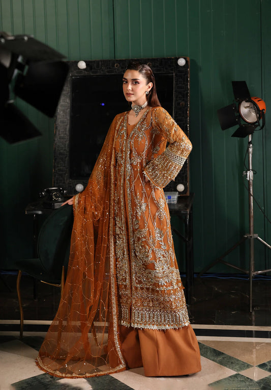 ESH-09 SAFFRON-STARDOM - FORMAL HANDWORK '25 by Elaf Premium at #VogueClothingStudio