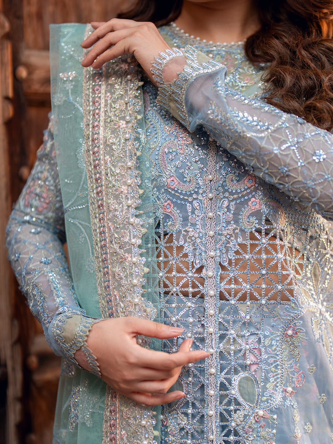 D-602 from Sona Gachi Unstitched Luxury Formals by Bin Ilyas at #VogueClothingStudio