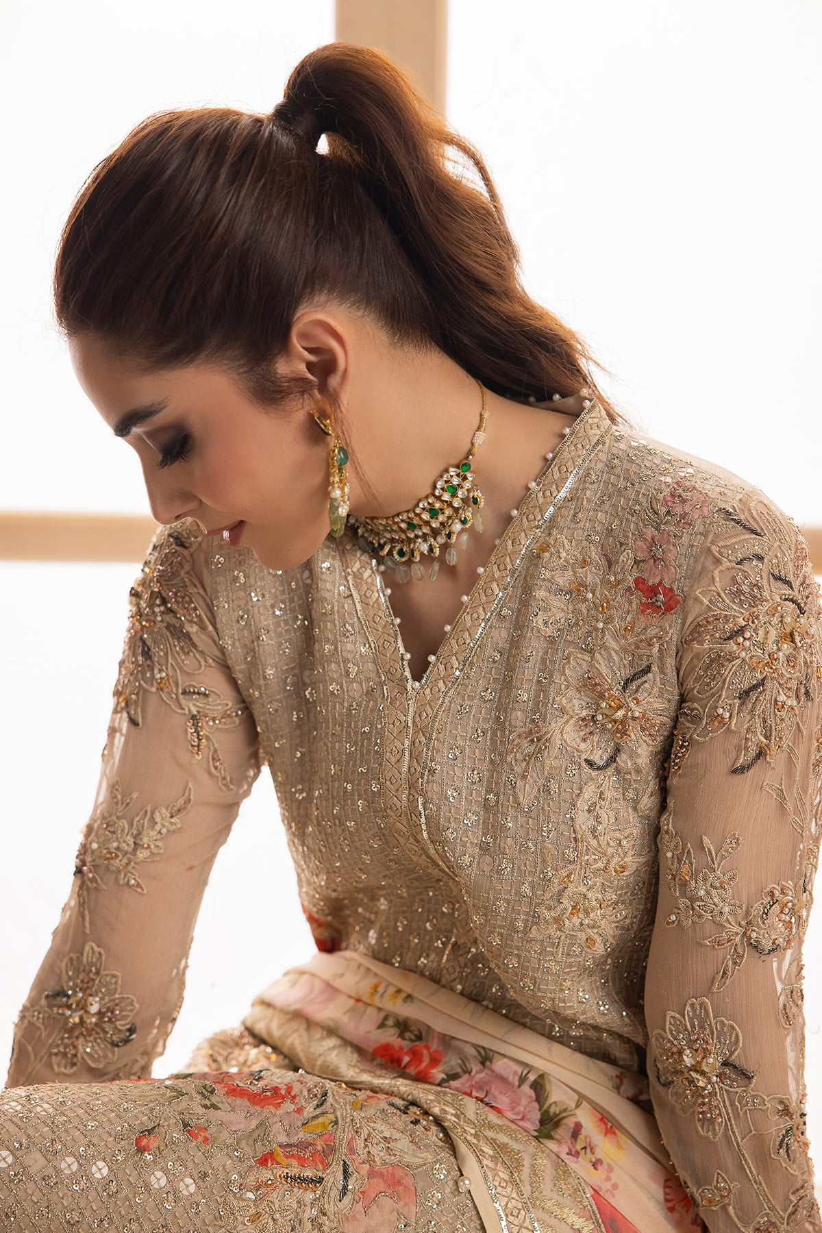 3-PC UNSTITCHED PREMIUM LUXURY HANDWORK CHIFFON WITH PREMIUM EMBROIDERED DUPATTA DJW4-05