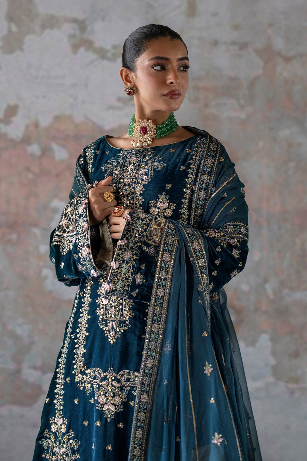 Meher Zarposh velvet collection by Emaan Adeel at #VogueClothingStudio