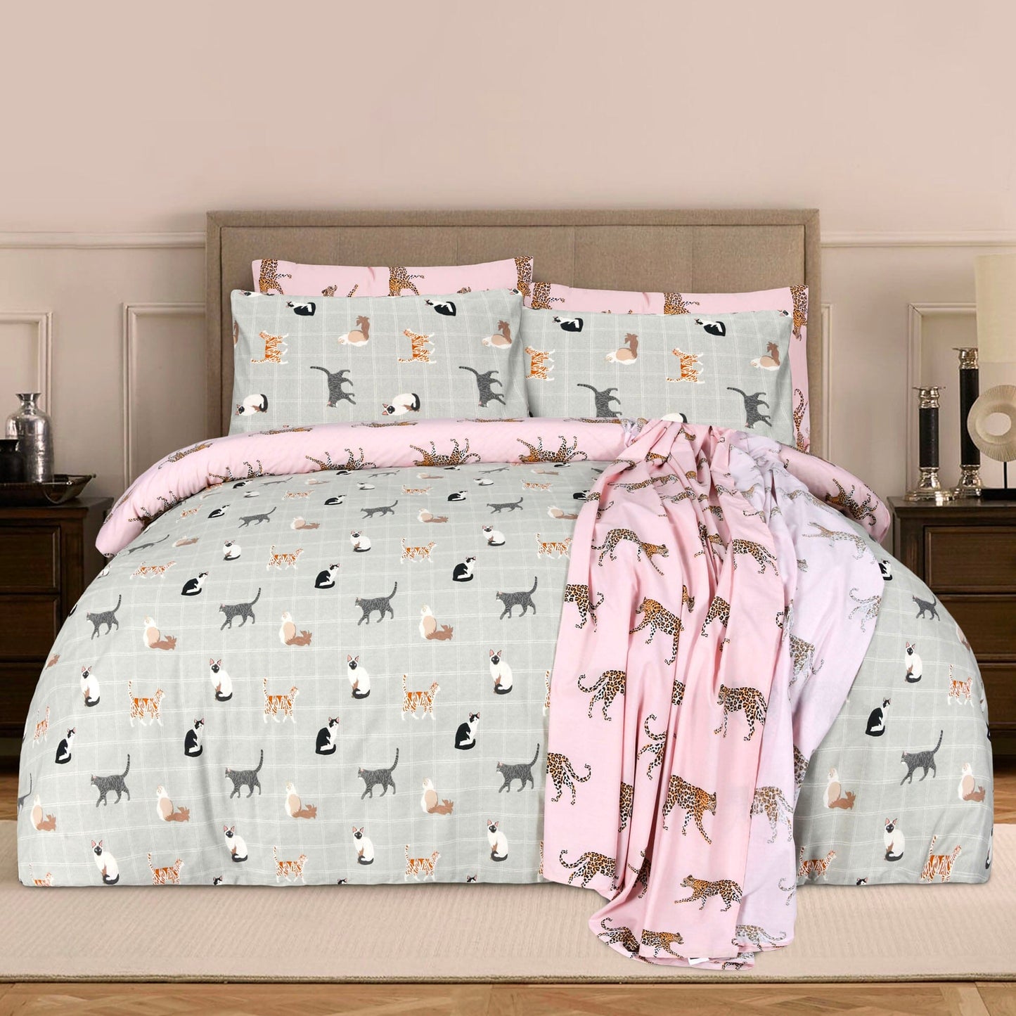 BED SET R2G TIGER - King Printed Range 144 TC HOMBEDROO