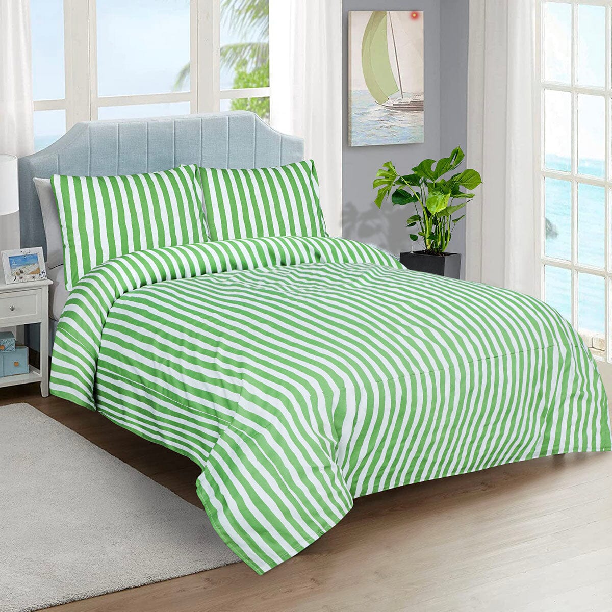 BED SHEET GREEN STRIPE-QUEEN Home Collection 2021 HOMBEDCLU