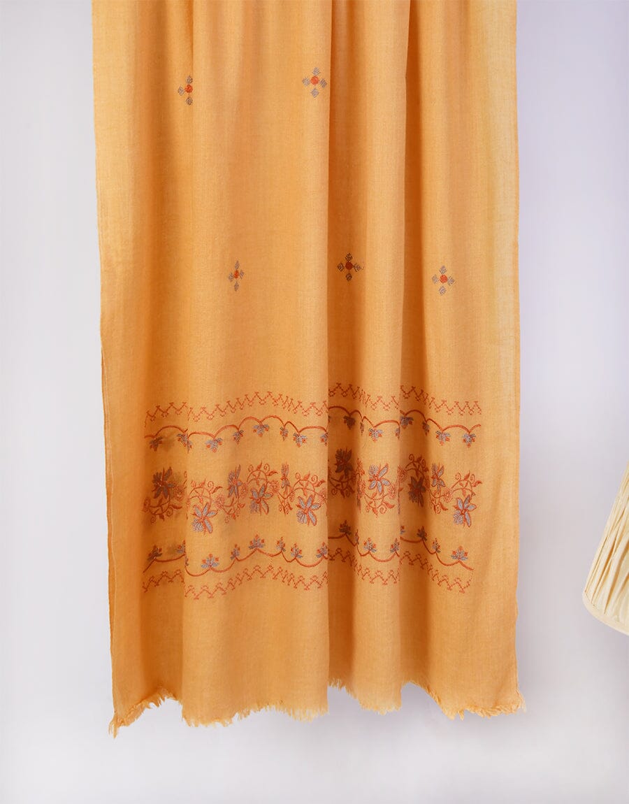 Embroidered Shawl-1 Mustard Apparel & Accessories KHAS STORES