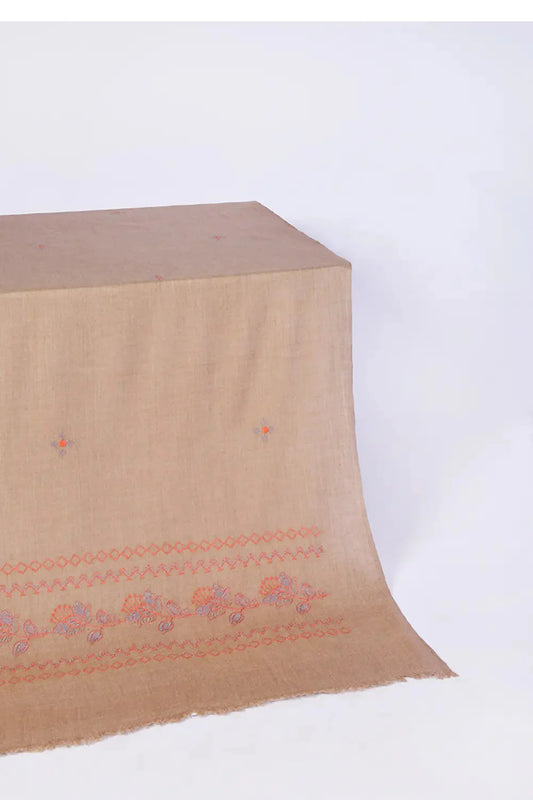 Embroidered Shawl-7 Beige Apparel & Accessories KHAS STORES