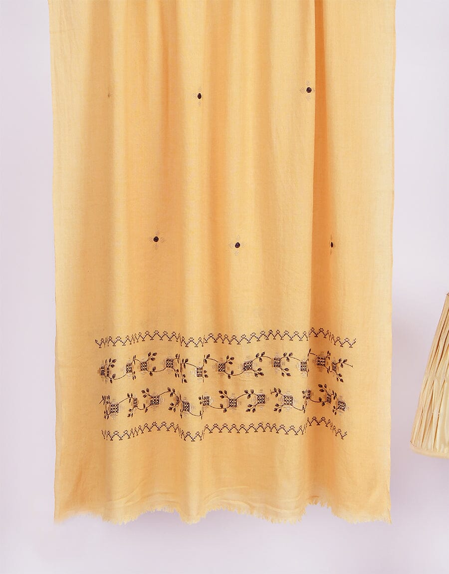 Embroidered Shawl-9 Mustard Apparel & Accessories KHAS STORES