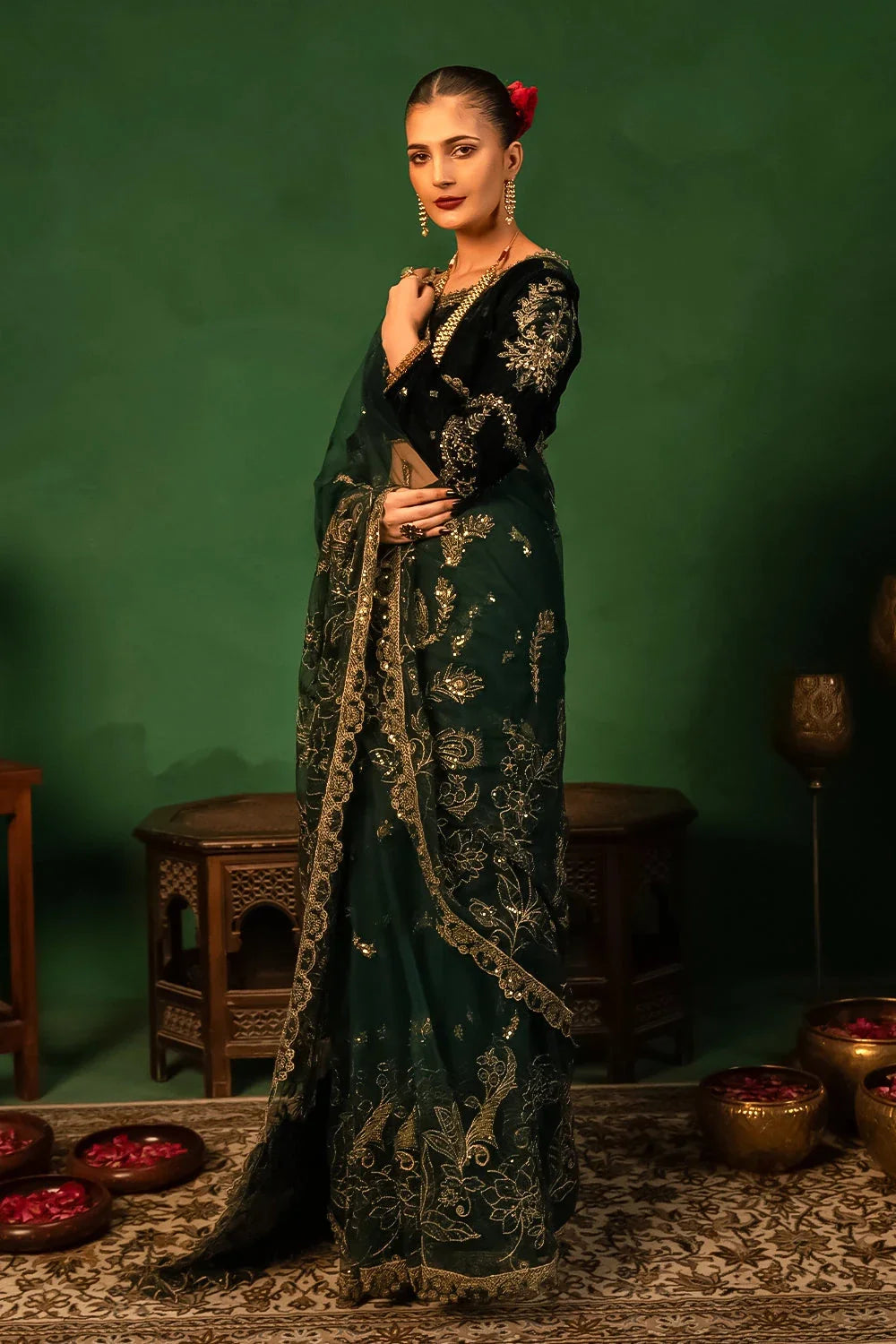 Embroidered Unstitched Luxury Saree KNAC-2994 Embroidered KHAS STORES