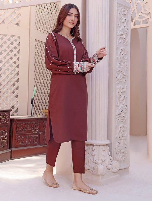 Khaddar Embroidered Shirt & Trousers RKHT-1514 KHAS STORES