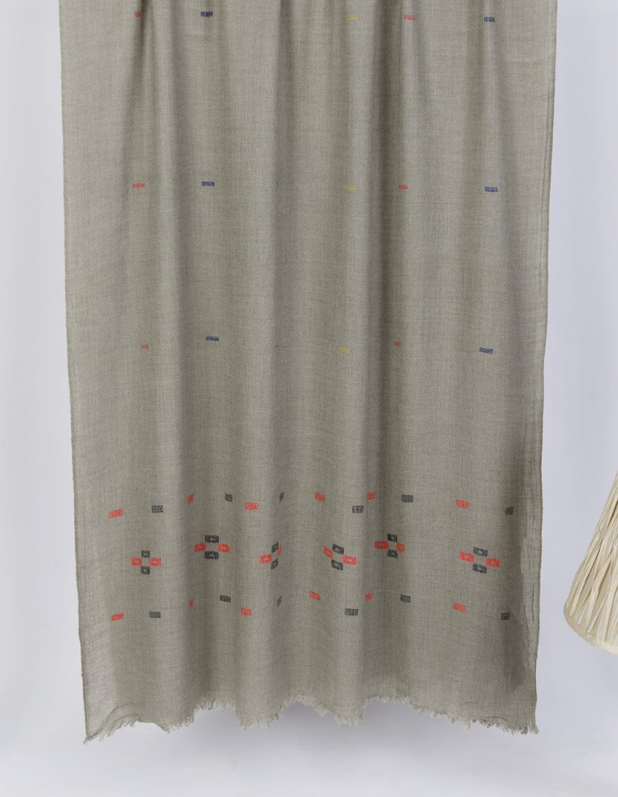 Khaddi Embroidered Shawl-2 D-Grey Apparel & Accessories KHAS STORES