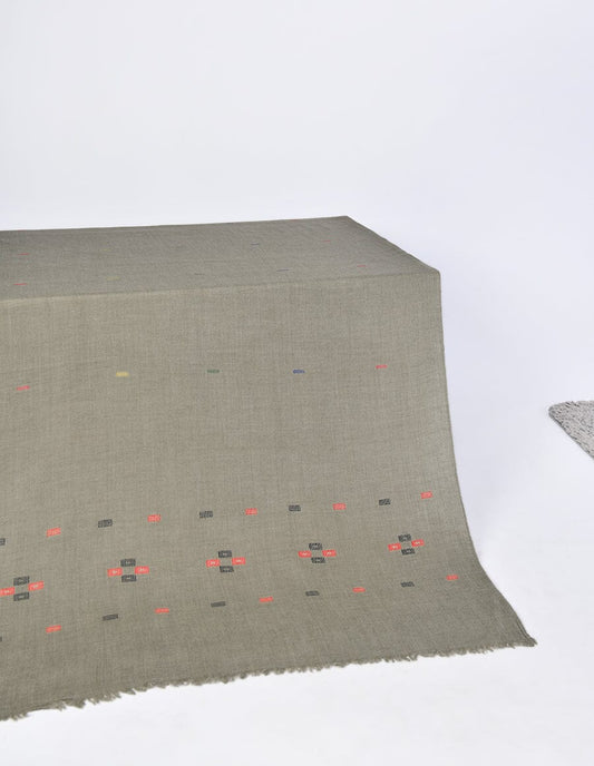 Khaddi Embroidered Shawl-2 D-Grey Apparel & Accessories KHAS STORES