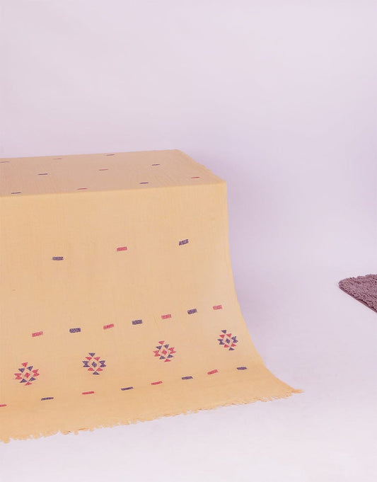 Khaddi Embroidered Shawl-3 Mustard Apparel & Accessories KHAS STORES