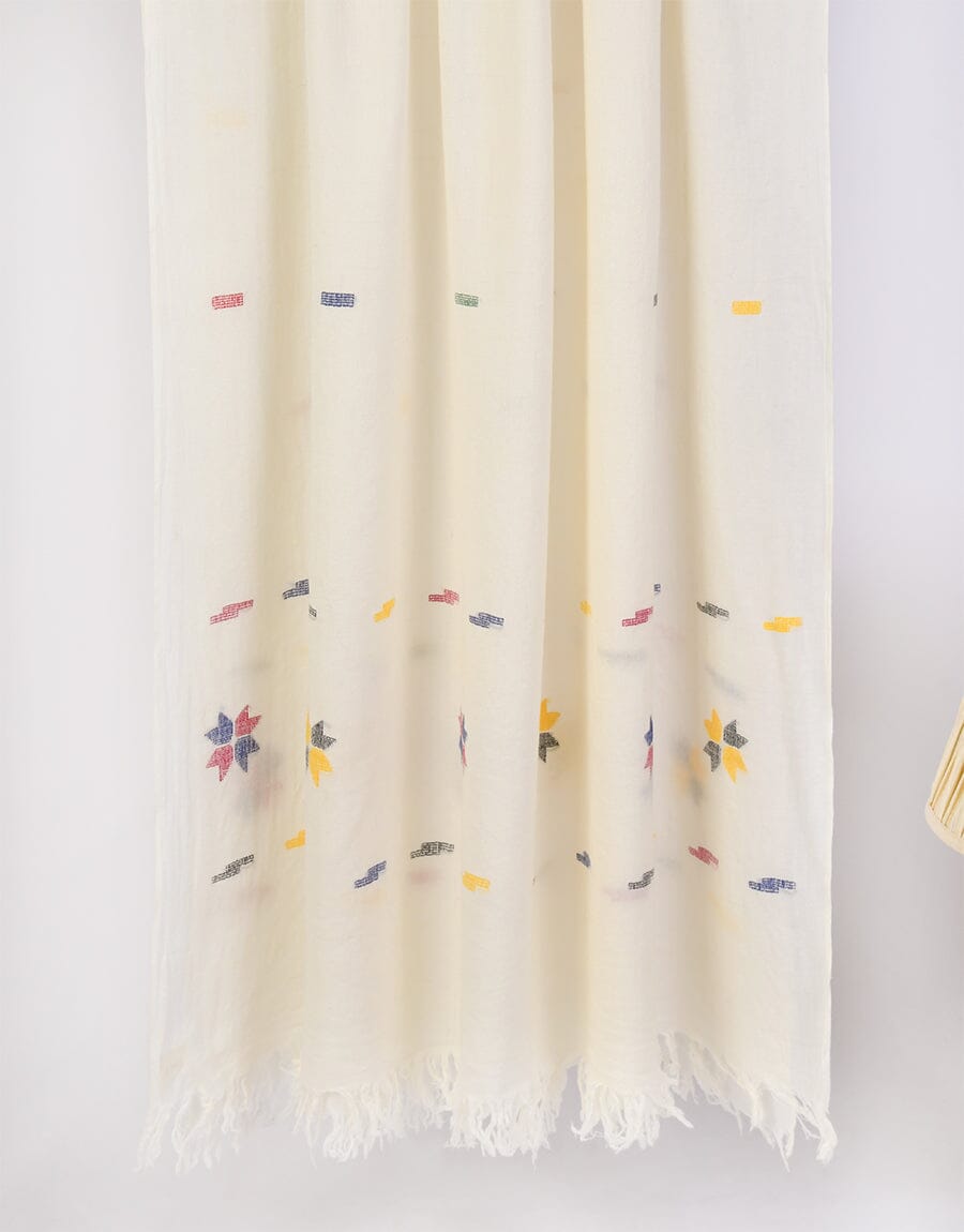 Khaddi Embroidered Shawl-4 Off White Apparel & Accessories KHAS STORES