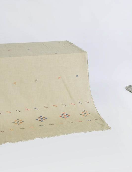 Khaddi Embroidered Shawl-6 Beige Apparel & Accessories KHAS STORES