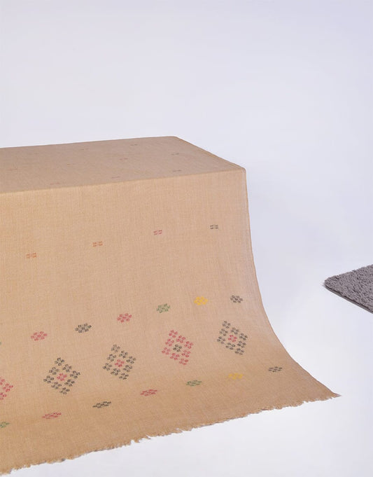 Khaddi Embroidered Shawl-8 Beige Apparel & Accessories KHAS STORES