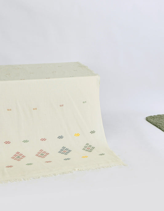 Khaddi Embroidered Shawl-8 Off White Apparel & Accessories KHAS STORES