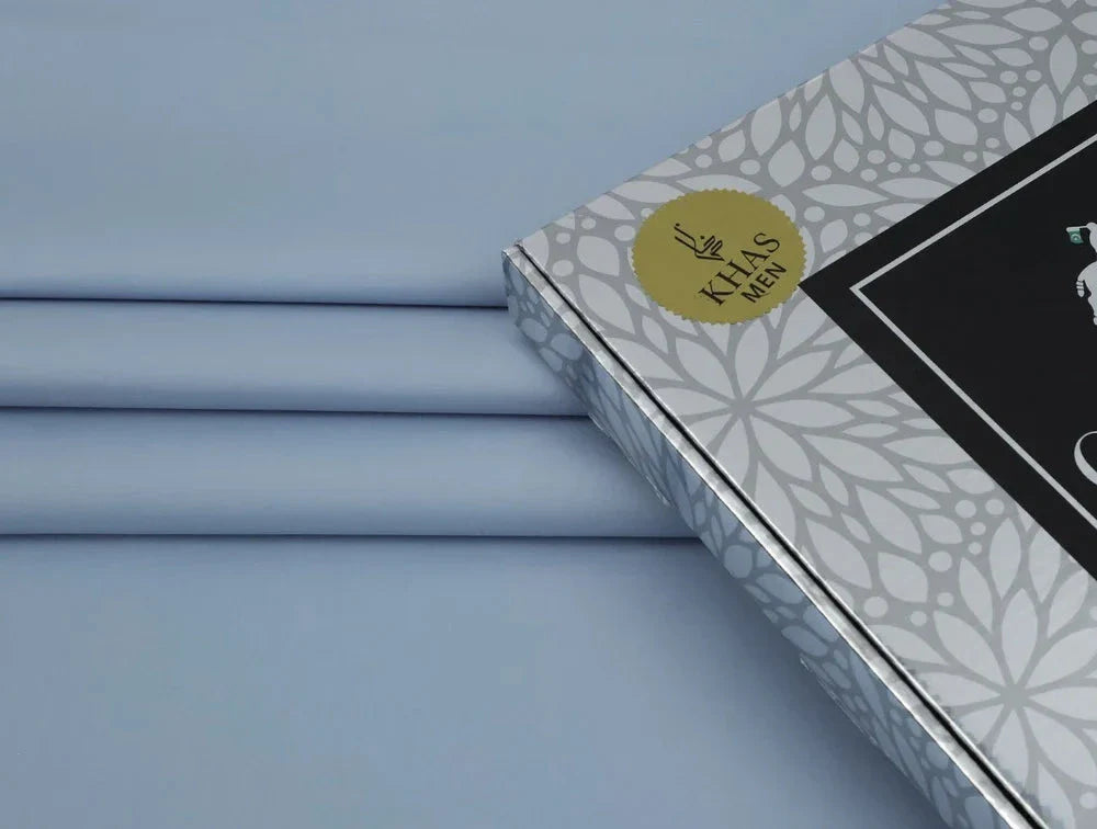 MENS UNSTITCHED COTTON SUIT SILVER STRING BLUE KHAS STORES