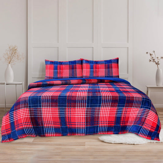 QUILT COVER SET SHERPA TARTAN Home Collection 2021 HOMBEDGOL KING