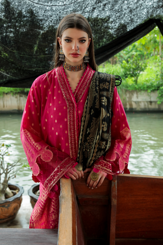 3 PC Unstitched | Embroidered Jacquard Suit
