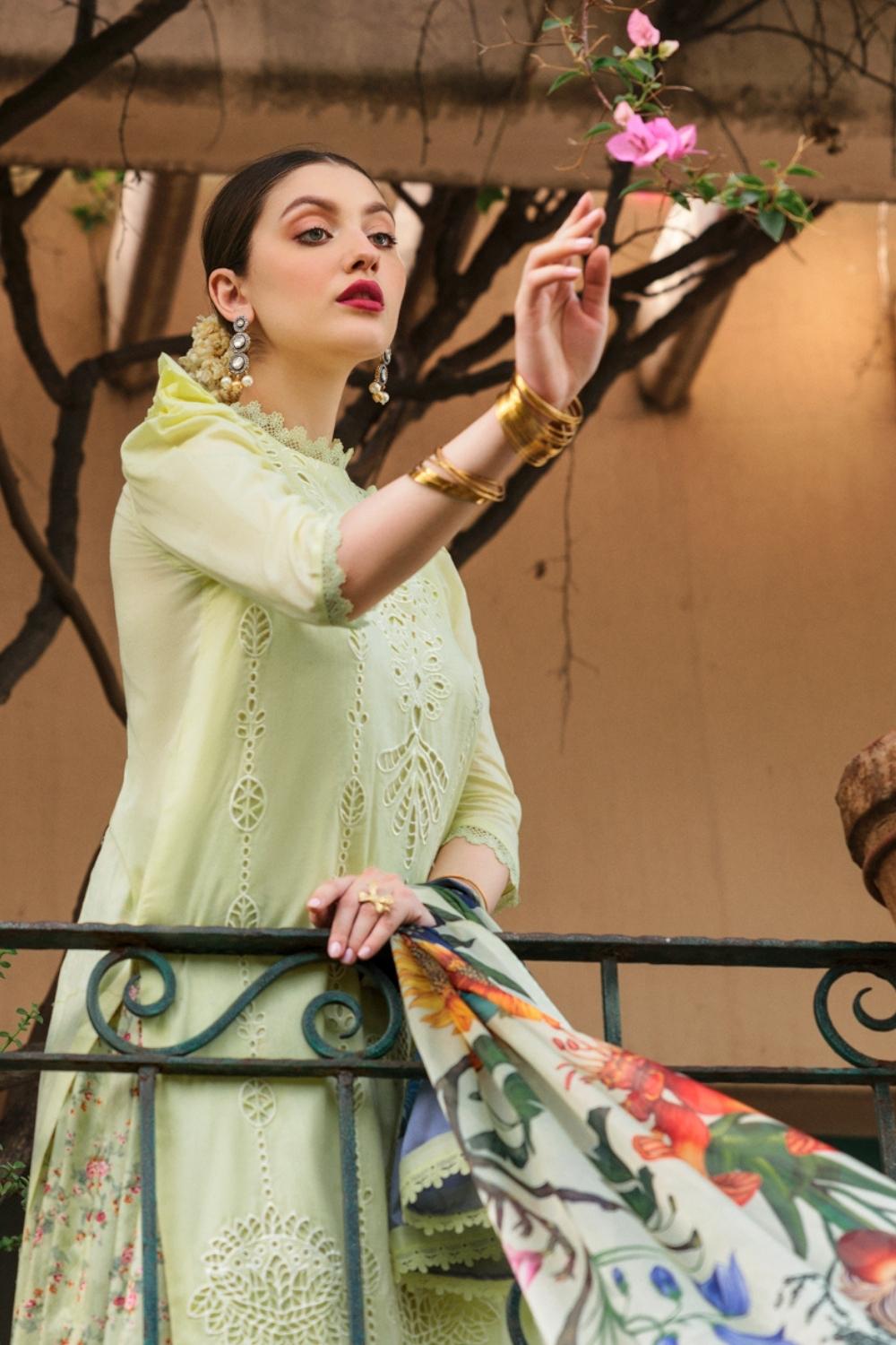 3PC Unstitched Embroidered + Printed Suit